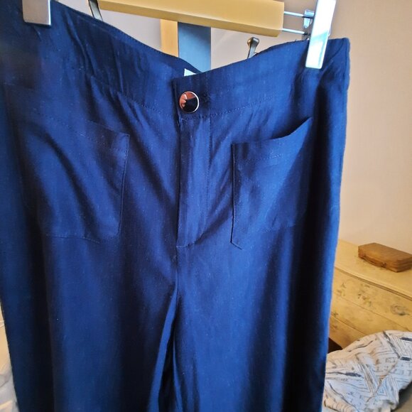 Haver and Blair (London) wide leg trousers, navy blue, classic look - Picture 5 of 8